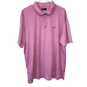 Jack Nicklaus Mens XXL Pink Striped Polo Shirt 100% Polyester Short Sleeve Class
